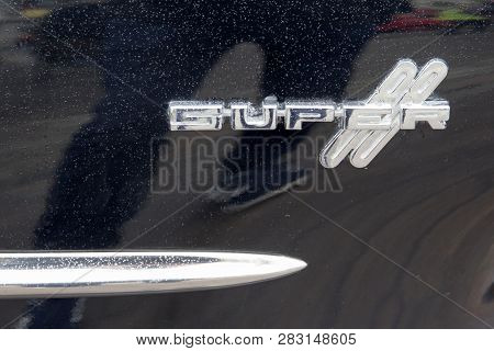 London, England - April 28, 2018. 1957 Super 88 Oldsmobile At The Annual Classic Car Exhibition And 