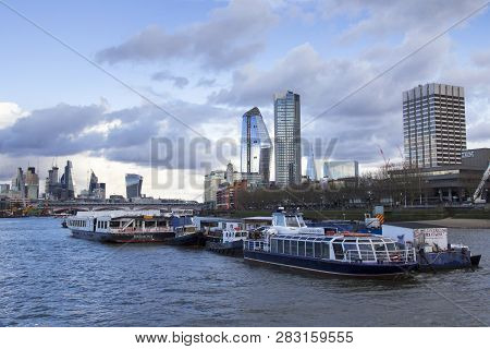 London, Uk - May 20, 2017. London Cityscape Across The River Thames With A View Including One Blackf