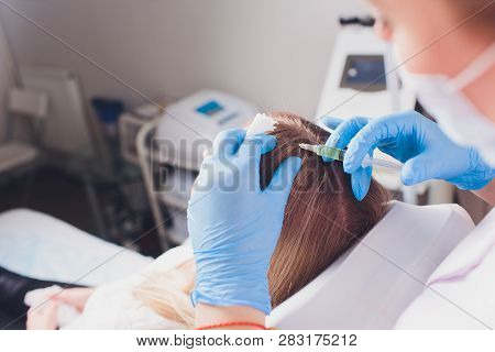 Platelet Rich Plasma Injection Procedure. Hair Growth Stimulation. Prp Therapy Process.
