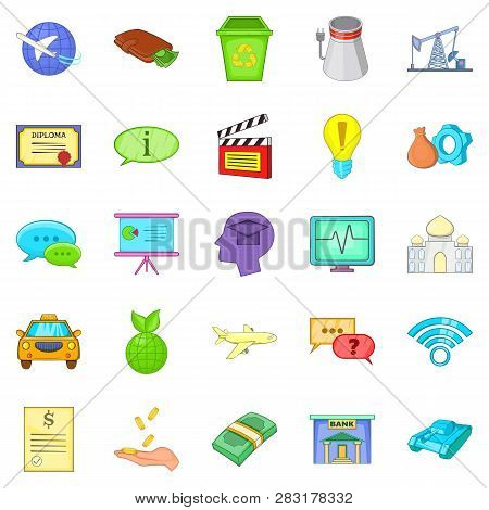 Remuneration Icons Set. Cartoon Set Of 25 Remuneration Icons For Web Isolated On White Background