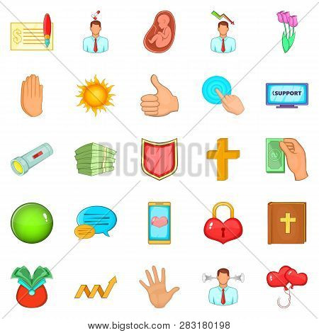 Fend Icons Set. Cartoon Set Of 25 Fend Icons For Web Isolated On White Background