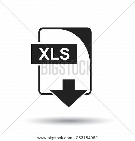 Xls Icon. Flat Vector Illustration. Xls Download Sign Symbol With Shadow On White Background.
