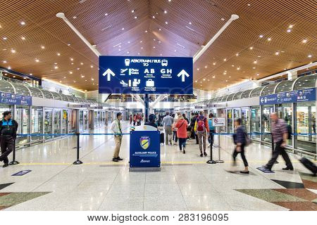 Kuala Lumpur, February 9, 2019: Terminal 1 And 2 At Kuala Lumpur International Airport Klia Are Conn