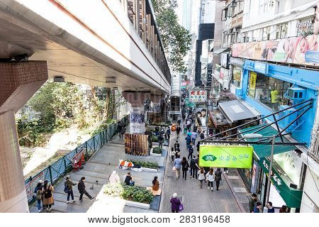 Hong Kong, February 9, 2019:  The Central Mid-levels Escalator And Walkway System Is The Longest Out