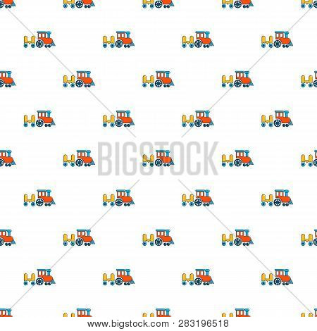 Children Ride Train Pattern In Cartoon Style. Seamless Pattern Illustration