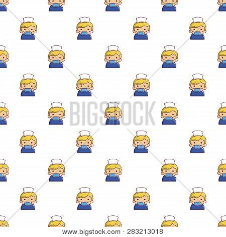Pregnant Nurse Pattern In Cartoon Style. Seamless Pattern Illustration