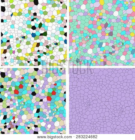 Set Of Four Brighr Vector Seamless Mosaic Patterns