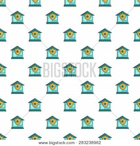 Protected Home Pattern In Cartoon Style. Seamless Pattern Illustration