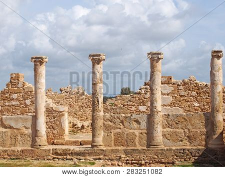 Walls And Columns The House Of Theseus, Roman Villa Ruins At Kato Paphos Archaeological Park Paphos
