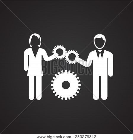 Businessman Coworking On Black Background Icon For Wep Or App Using