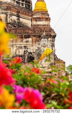 Buddha Statue At Wat Yai Chai Mongkon, Ayutthaya, Thailand, Asia