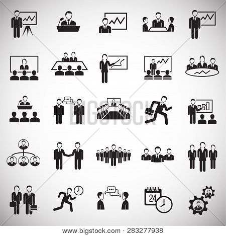 Teamworking Set On White Background Icons For Wep Or App Using