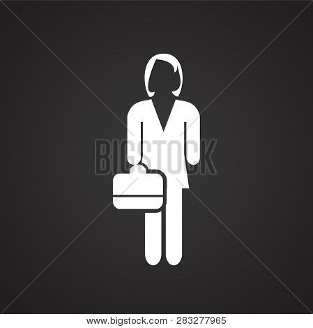 Business Woman On Black Background Icon For Wep Or App Using