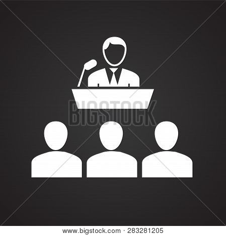 Public Speech On Black Background Icon For Wep Or App Using