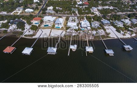 Aerial View Of Ono Island On The Gulf Coast In Orange Beach, Alabama