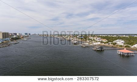 Aerial View Of Ono Island On The Alabama Gulf Coast. February 2019.