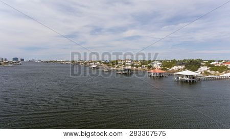 Aerial View Of Ono Island On The Alabama Gulf Coast. February 2019.