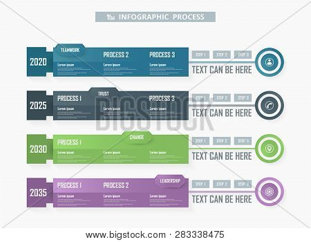Colorful Business Infographic Process Background. You Can Use For Adust In Your Business Processes. 