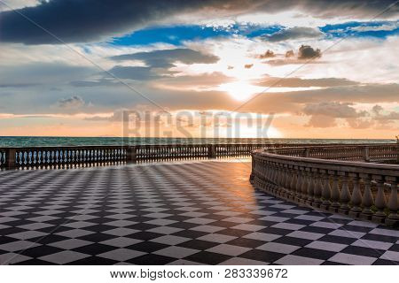 The Terrazza Mascagni Is A Wide Sinuous, Suggestive Belvedere Toward The Sea In Leghorn, Italy