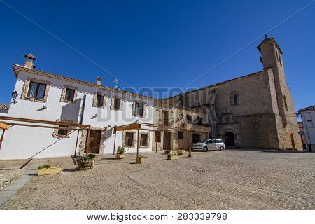 Alarcon ,  Cuenca, Spain, February 2017: Santa Maria Church, Sixteenth Century In The Village Of Ala