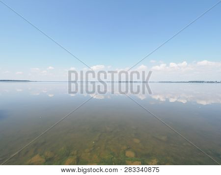 Marvelous Landscapes Of Artificial European Goczalkowice Reservoir In Poland With Beauty Clouds On B