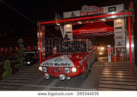 Monaco, France, February 6, 2019 : Arrival On Monaco Harbor. Rallye Historique Is Reserved To Those