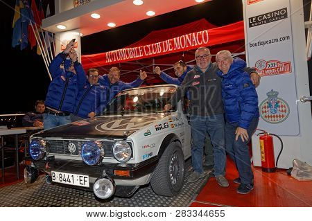 Monaco, France, February 6, 2019 : Arrival On Monaco Harbor. Rallye Historique Is Reserved To Those 