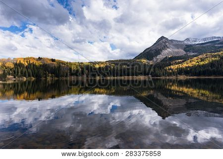 A View From Lost Lake Campground Offers A Grand View And Reflection Of East Beckwith Mountain In Los