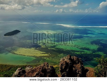 View On Small Island From Le Morne Mountain On Mauritius Island