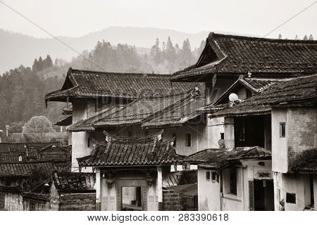 FUJIAN, CHINA â MARCH 2, 2018: Traditional rural buildings of Hakka in Fujian province, China.
