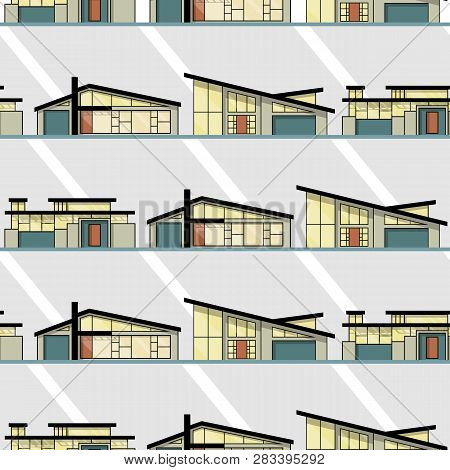 Mid Century Modern Houses With Gray Background