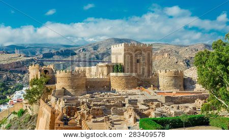 Medieval Castle Alcazaba Of Almeria, Travel Sites In Andalusia, Spain