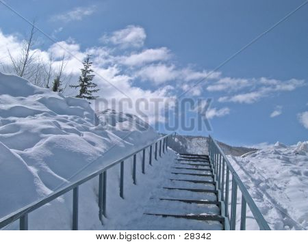 Snowy Stairs Horizontal