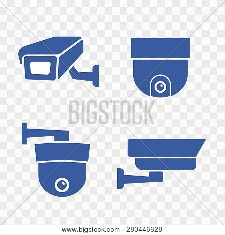 Camera Cctv Security Icon. Video Surveillance Security Cameras Vector Icons Set. Black Camera Cctv