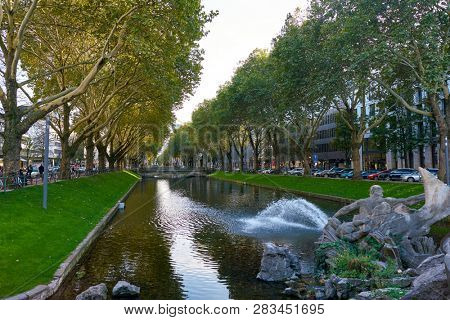 DUSSELDORF, GERMANY - CIRCA SEPTEMBER, 2018: Konigsallee in Dusseldorf.