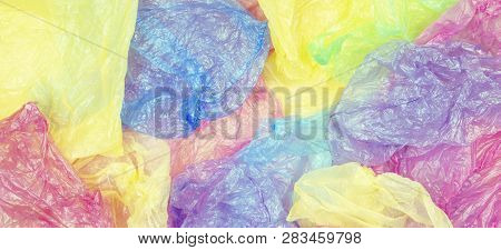 Multicolored Single Use Plastic Shopping Bags Background