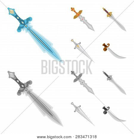 Vector Illustration Of Game  And Armor  Symbol. Set Of Game  And Blade  Vector Icon For Stock.