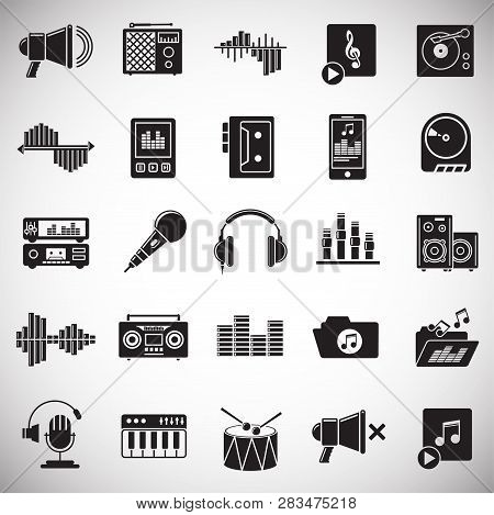 Music And Sound Icons Set On White Background For Graphic And Web Design, Modern Simple Vector Sign.