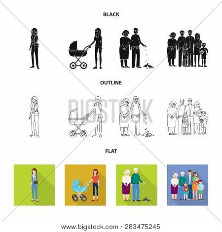 Vector Design Of Character And Avatar  Icon. Set Of Character And Portrait Stock Symbol For Web.