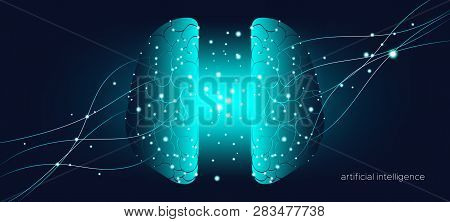 Cyber Mind, Artificial Intelligence Concept. Brain Analysis, Neural Connection Visualization. Futuri