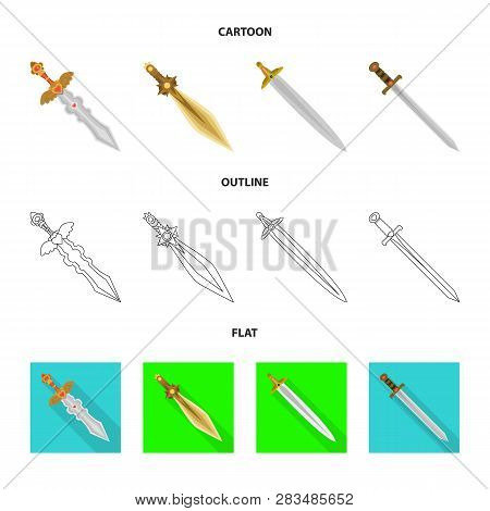 Vector Illustration Of Game  And Armor  Logo. Set Of Game  And Blade  Vector Icon For Stock.