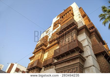 Old City In Jeddah, Saudi Arabia Known As Historical Jeddah. Ancient Building In Unesco World Herita