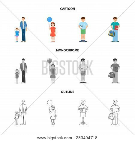 Vector Design Of Character And Avatar  Logo. Set Of Character And Portrait Vector Icon For Stock.