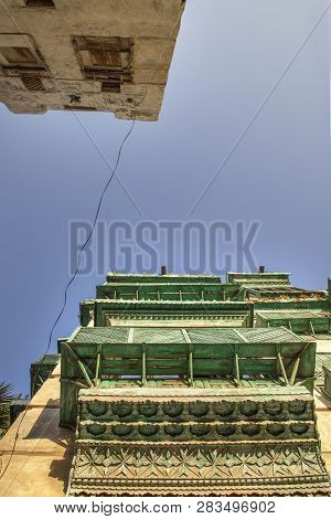 Old City In Jeddah, Saudi Arabia Known As Historical Jeddah. Ancient Building In Unesco World Herita
