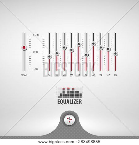 Equalizer For Media Player Containing: Two Audio App Designs, Equalizer Panel, 3d Button, Textured P