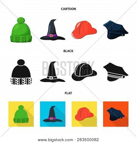Vector Illustration Of Clothing And Cap Logo. Set Of Clothing And Beret Stock Symbol For Web.