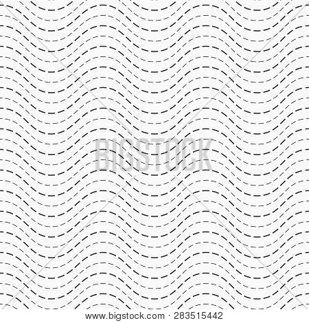 Abstract Seamless Pattern Of Dotted Horizontal Wavy Lines, Smooth Bends. Modern Stylish Geometric Te
