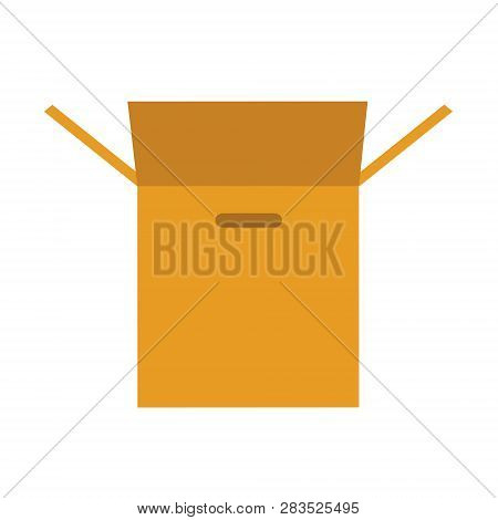 Isolated Cardboard Box On White Background. Flat Box Icon. Vector Graphic