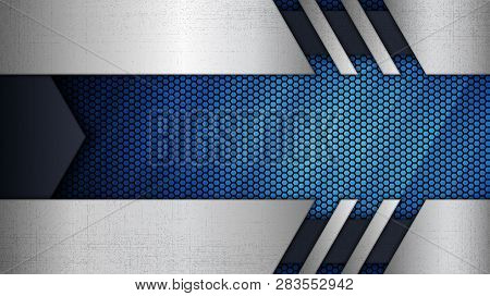 Construction Background. Vector Illustration Of Abstract Stainless Steel Metal Panel With Grunge Ove