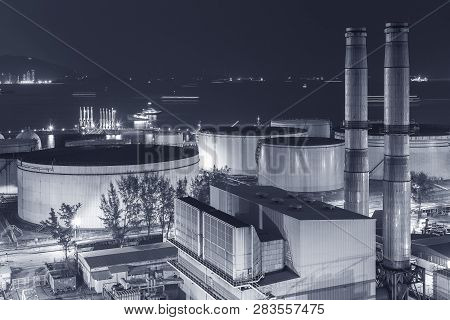 Power Plant In Hong Kong City At Night